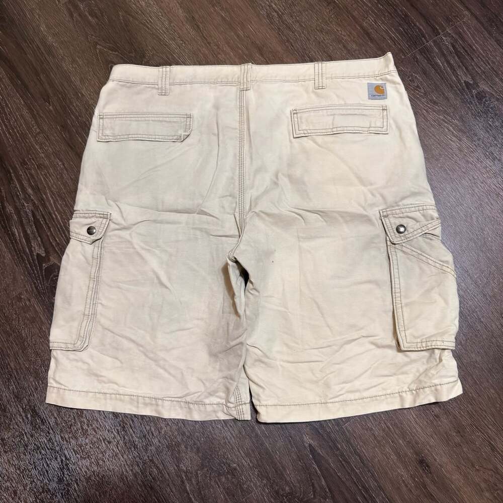 Carhartt Relaxed Fit Cargo Shorts Size 40 Beige Cotton